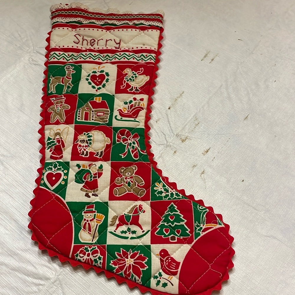 Custom Made "SHERRY" Homemade Quilted Christmas Stocking